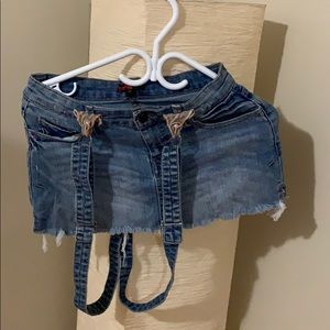 Mini Jeans Skirt w/ Suspenders